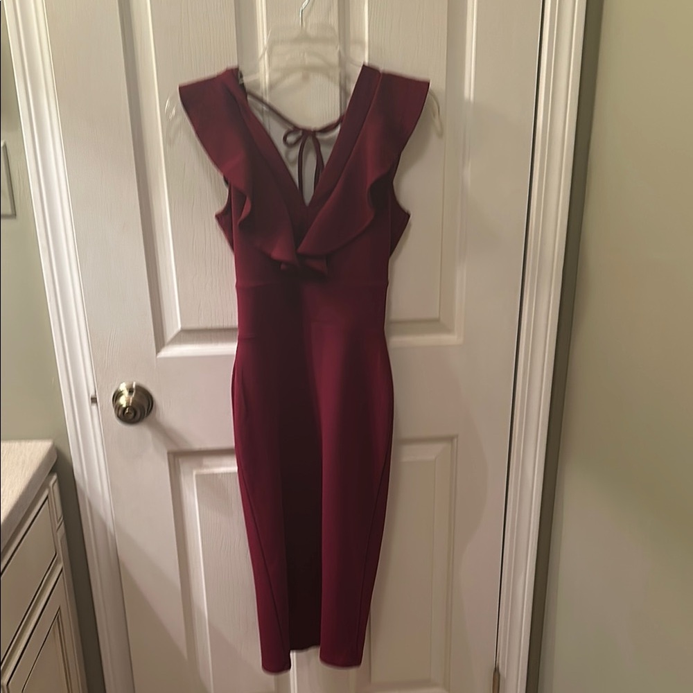 Elegant Burgundy Ruffle Dress